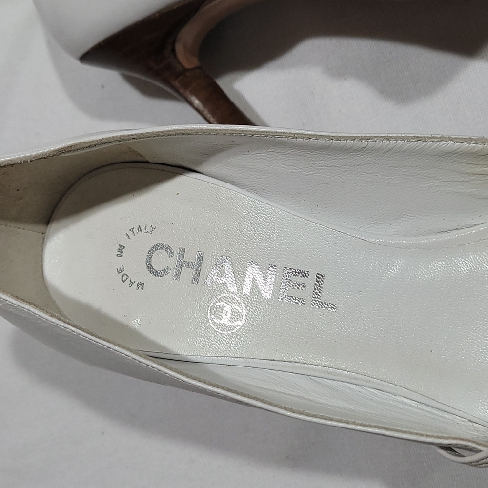 Chanel open toe heels shoes sz eu35 - Picture 6 of 16